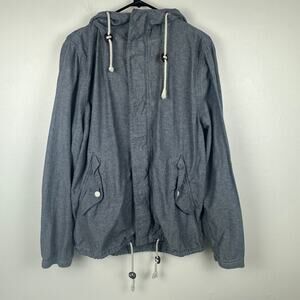 H&M Divided Mens Blue Full-Zip Long Sleeve Hooded Light Blue Parka Jacket Large